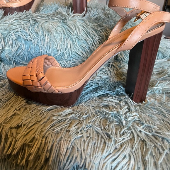 Chic Nude Strappy Platform Heels - Picture 1 of 6